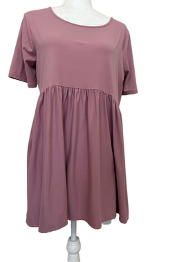 Zenana Dusty Rose Babydoll High-Lo Tunic with Empire Waist